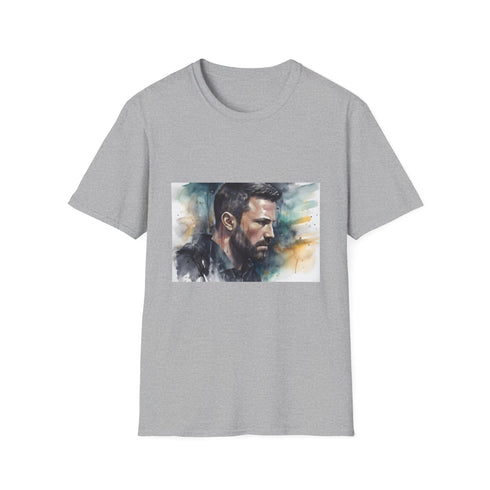 Watercolor Batman charcoal T-shirt with DTG crew neck regular fit cotton