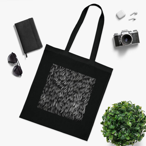 Alt text: Abstract Strokes Tote Bag - High-quality, stylish tote featuring bold calligraphy strokes design. Perfect for all seasons and makes a great gift. Shop now at BenCPrints.