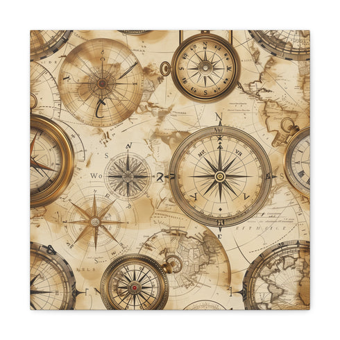 Vintage maps canvas print featuring antique map pattern in elegant design.