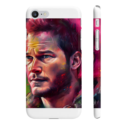 Neon Pratt watercolor Chris phone case, glossy iPhone 7/8 Plus.