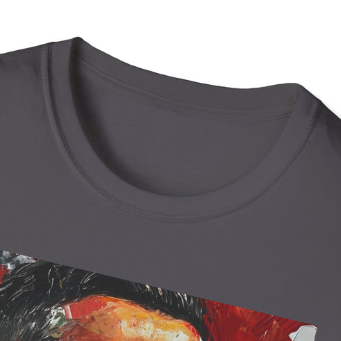 Charcoal cotton t-shirt with dynamic watercolor Cristiano Ronaldo design