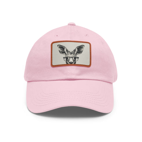Kangaroo Cool Hipster Cap with Glasses - White Light Brown Rectangle