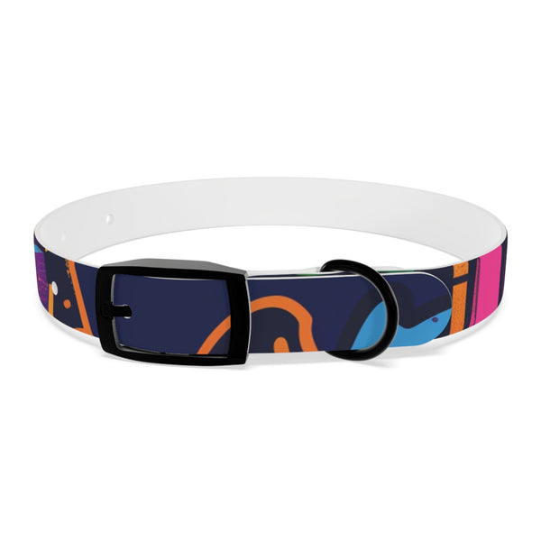 Neon graffiti dog collar for urban style statement with black onyx.