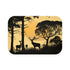 Tranquil forest deer silhouette bath mat for serene bathroom decor.
