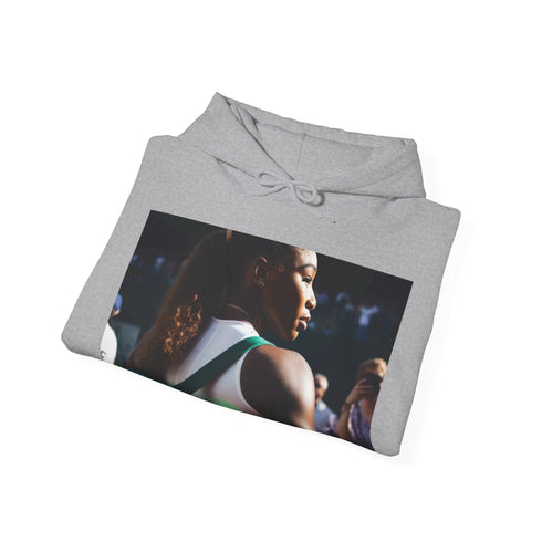 Dynamic navy Tennis Ace Hoodie with Serena Williams portrait.