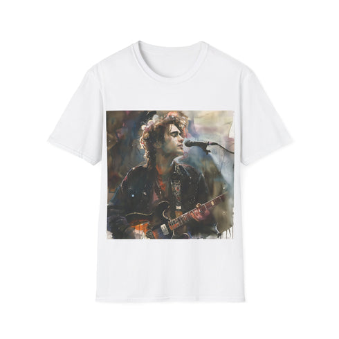 Jeff Buckley charcoal watercolor concert tee, cotton mens t-shirt.