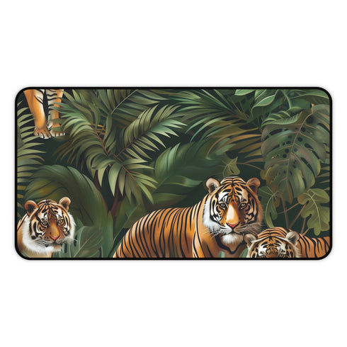 Jungle Safari Tiger Desk Mat - Inspire with a wild adventure, jungle pattern and majestic tigers for an organized workspace