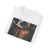 Charcoal cotton T-shirt with vibrant Indiana Jones painting and crew neck