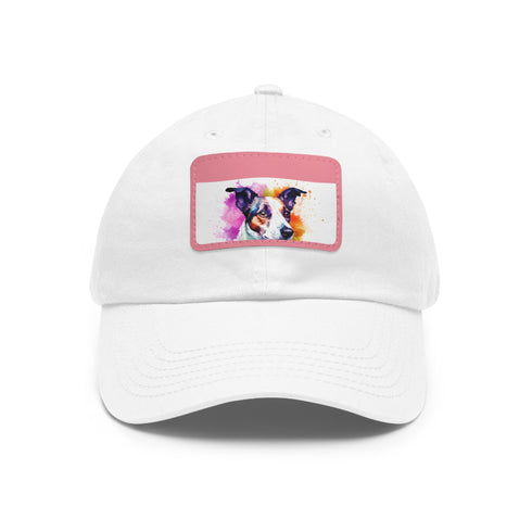 Adorable Jack Russel Snapback Cap in White with Light Brown Patch