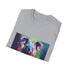 Charcoal crew neck cotton T-shirt featuring tranquil koala watercolor design