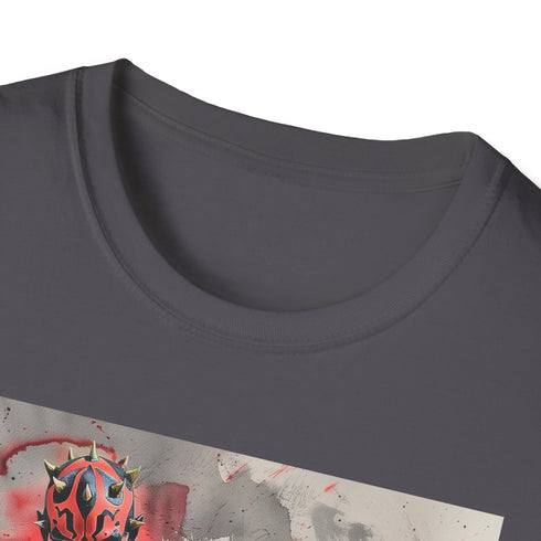 Charcoal cotton T-shirt with Darth Maul illustration and crew neck design