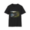 Charcoal cotton crew neck T-shirt with Maui nature-inspired print
