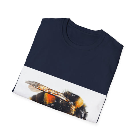 Charcoal watercolor tee with vibrant bumblebee motif cozy cotton crew neck