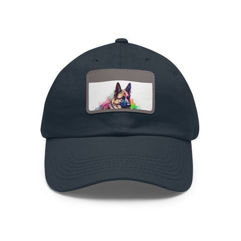 German Shepherd PupPrint Baseball Cap White Light Brown Rectangle Unisex Cotton