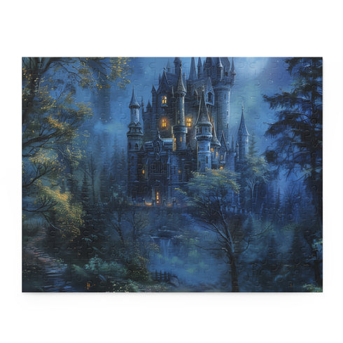 Captivating Moonlit Forest Castle Jigsaw Puzzle for immersive entertainment