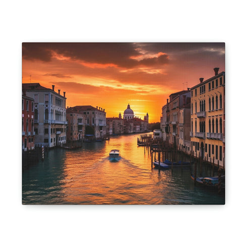 Venice Canal Sunset Romantic Charm Canvas Print 8x10 Timeless Beauty