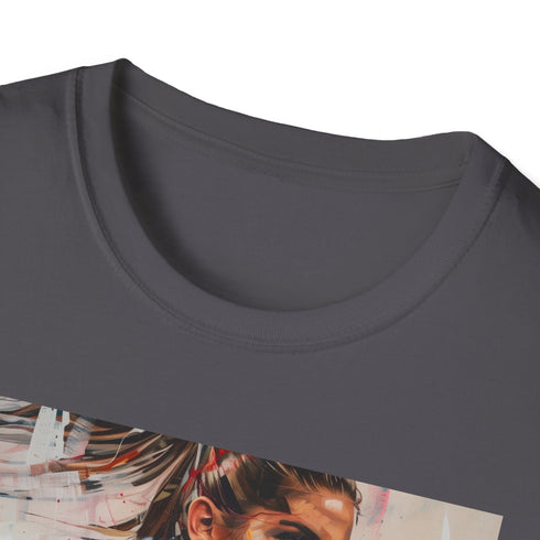 Striking Power Alex Morgan Soccer Painting T-shirt in Charcoal - Cotton, Regular Fit