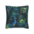Vibrant blue peacock feather pillowcase, luxurious oasis with seamless pattern for elegant bedroom decor