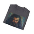 Charcoal cotton T-shirt featuring vibrant painting of Rubeus Hagrid's gentle portrait