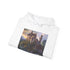 Navy mystical castle fantasy hoodie, regular fit, unisex, enchanting design.