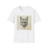 Geometric fox portrait t-shirt in charcoal, regular fit, DTG print.