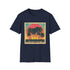 Retro Palm Paradise Sunset T-shirt in Charcoal for Men and Women