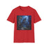 Charcoal cotton t-shirt with moonlit castle graphic and regular fit