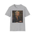 Charcoal cotton T-shirt featuring vibrant portrait of J.K. Rowling
