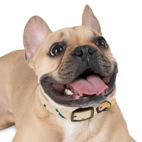 Abstract art deco patterned M black onyx dog collar for chic pups.