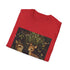 Charcoal cotton t-shirt with vibrant forest animal print regular fit