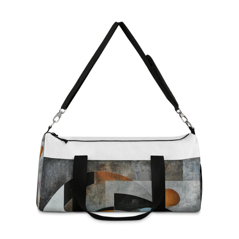 Abstract geometric shapes duffel bag, perfect for adventures or gym sessions.
