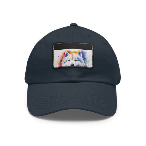 Fluffy Samoyed Snapback in White with Light Brown Patch for Hats