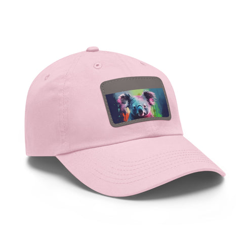 Koala Chic Watercolor Baseball Cap in White with Light Brown Patch