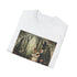 Charcoal cotton t-shirt featuring woodland animals vibrant nature scene regular fit