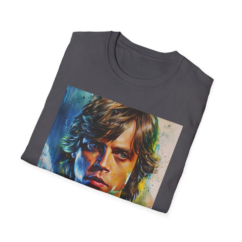 Charcoal crew neck T-shirt with vibrant Luke Skywalker portrait