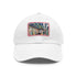 New York Subway watercolor snapback cap in white with light brown patch.