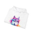 Navy Husky Hoodie with Heartwarming Watercolor Illustration for Dog Lovers