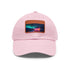 Neon watercolor charm baseball cap featuring white/light brown rectangle patch.