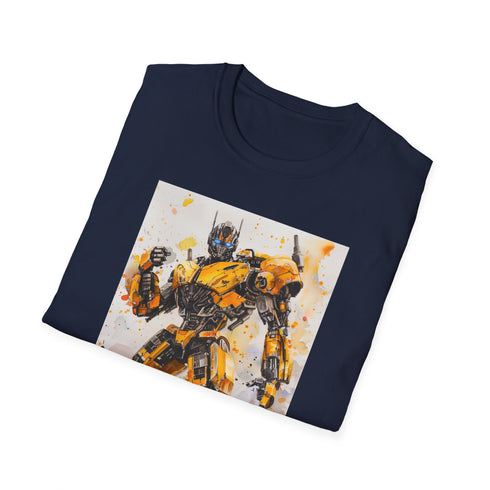 Charcoal crew neck cotton T-shirt featuring bold Bumblebee graphic design