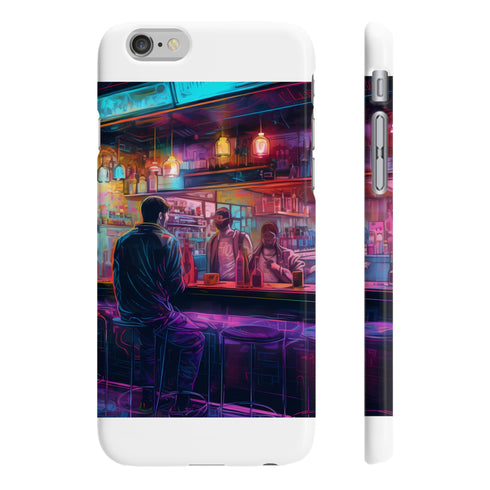Vibrant neon watercolor phone case, slim glossy iPhone 7/8 Plus option.