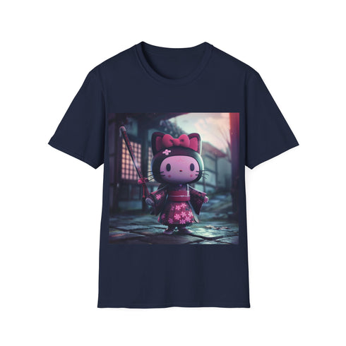 Kuromi x Hello Kitty Tee in Charcoal, Regular Fit Summer T-shirt