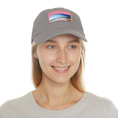 Malibu Dreamin Baseball Cap in White with Light Brown Patch.