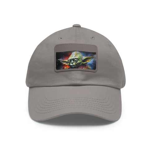 Neon Yoda-themed cap with vibrant watercolor design, white/light brown patch.