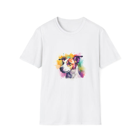 Charcoal cotton T-shirt with playful Jack Russell design in vibrant colors