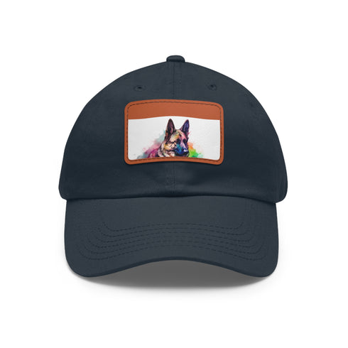 German Shepherd PupPrint Baseball Cap white light brown patch rectangle.