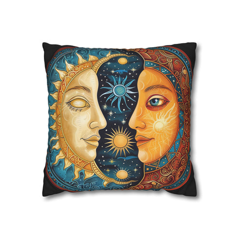 Celestial Sun & Moon Sacred Mandala Square Cushion Cover - View 1 | Prints With Passion