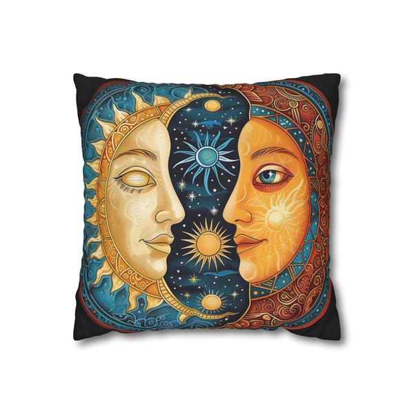 Celestial Sun & Moon Sacred Mandala Square Cushion Cover - View 1 | Prints With Passion