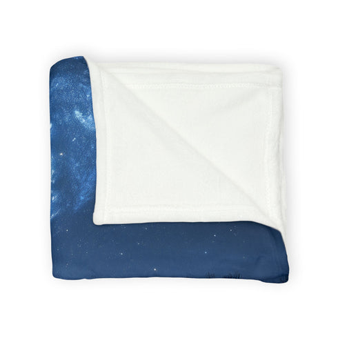 Spiral Galaxy Mirrored in a Frozen Lake Plush Fleece Throw Blanket