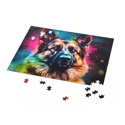 German Shepherd jigsaw puzzle with adorable face design.