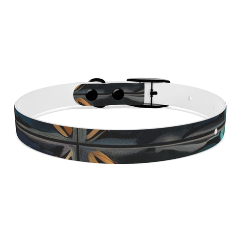 Stylish black onyx tiles dog collar for medium dogs.